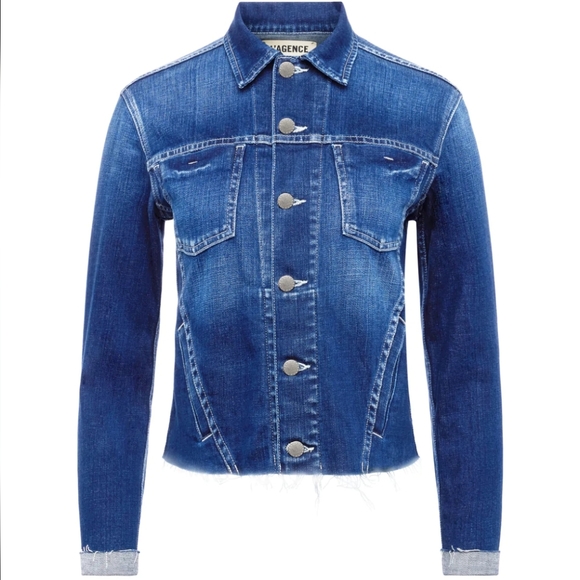 L'AGENCE Jackets & Blazers - L'AGENCE Janelle Slim Cut Off Denim Jacket in Meridian Wash Size Small N…